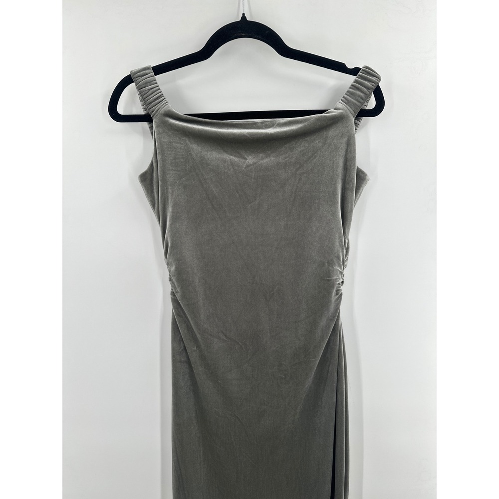 Reformation Ritz Knit Dress Elegant Gray Velvet Maxi Dress Evening Gown Formal M - Picture 6 of 7
